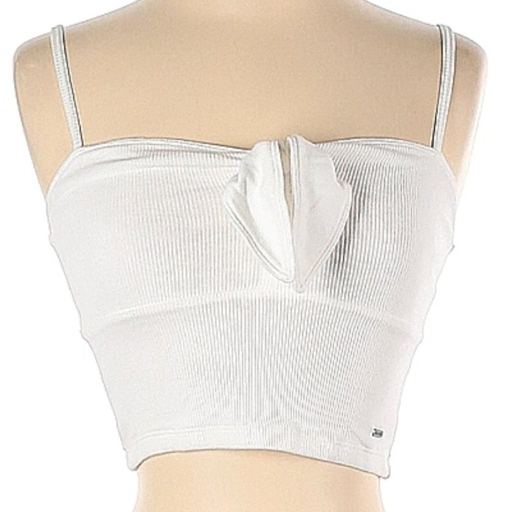 Adorable Bow Detail! Cropped White Tank Crop Top by Hollister Size XS